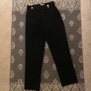 Black Cigarette Pants with Gold Buttons
